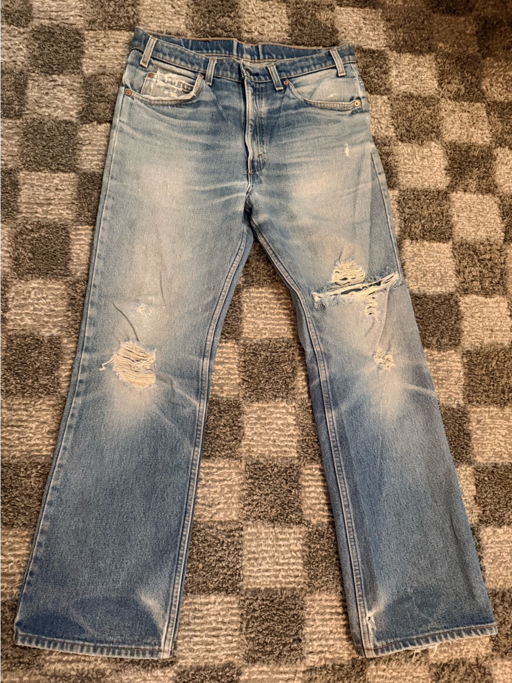 Vintage rare orange tab Levi’s levis jeans bootcut distressed 90s 517 denim